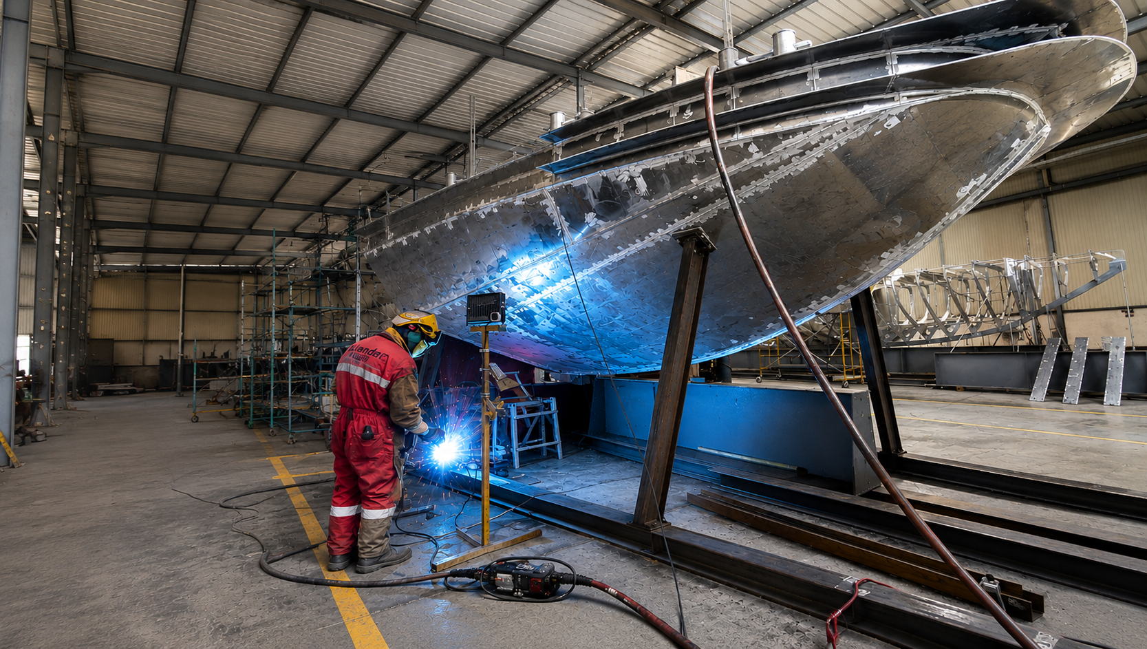 Tombwa-class aluminium vessel under construction at Kianda Shipyard, Angola